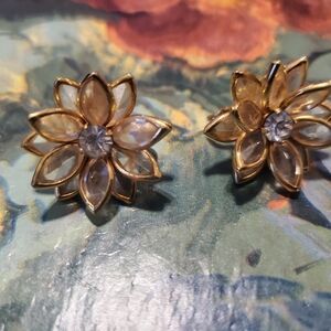 Elegant Gold and Silver Flower Earrings